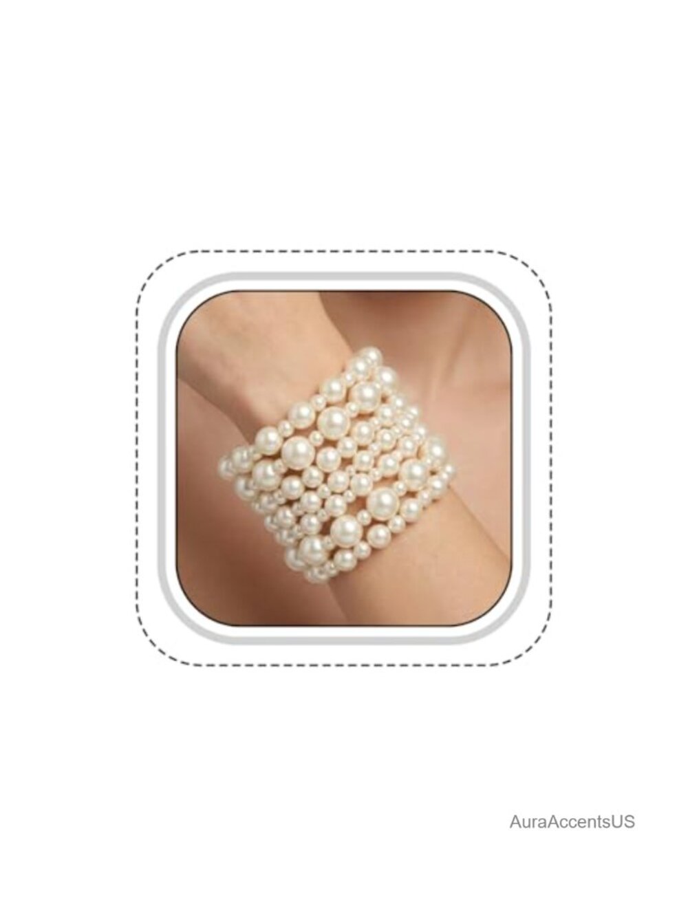 Multi Layer Faux Pearl Bangle Stretch Bracelet Stack for Women